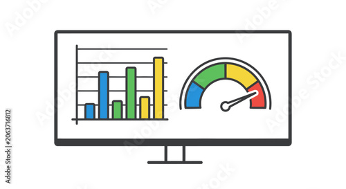 Colorful computer monitor screen display.