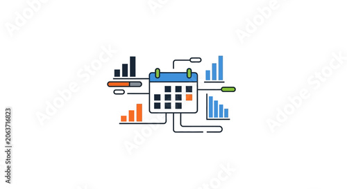 Colorful data analysis graph charts.