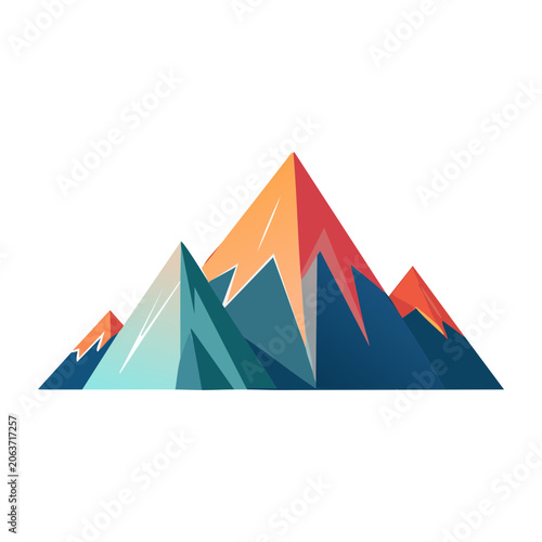 Colorful geometric mountain range illustration