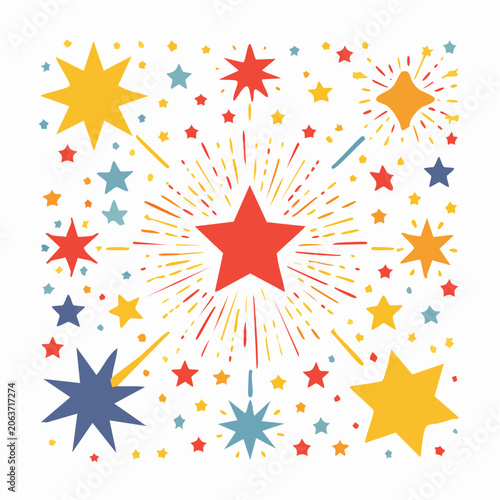 Colorful Starburst and Star Illustrations