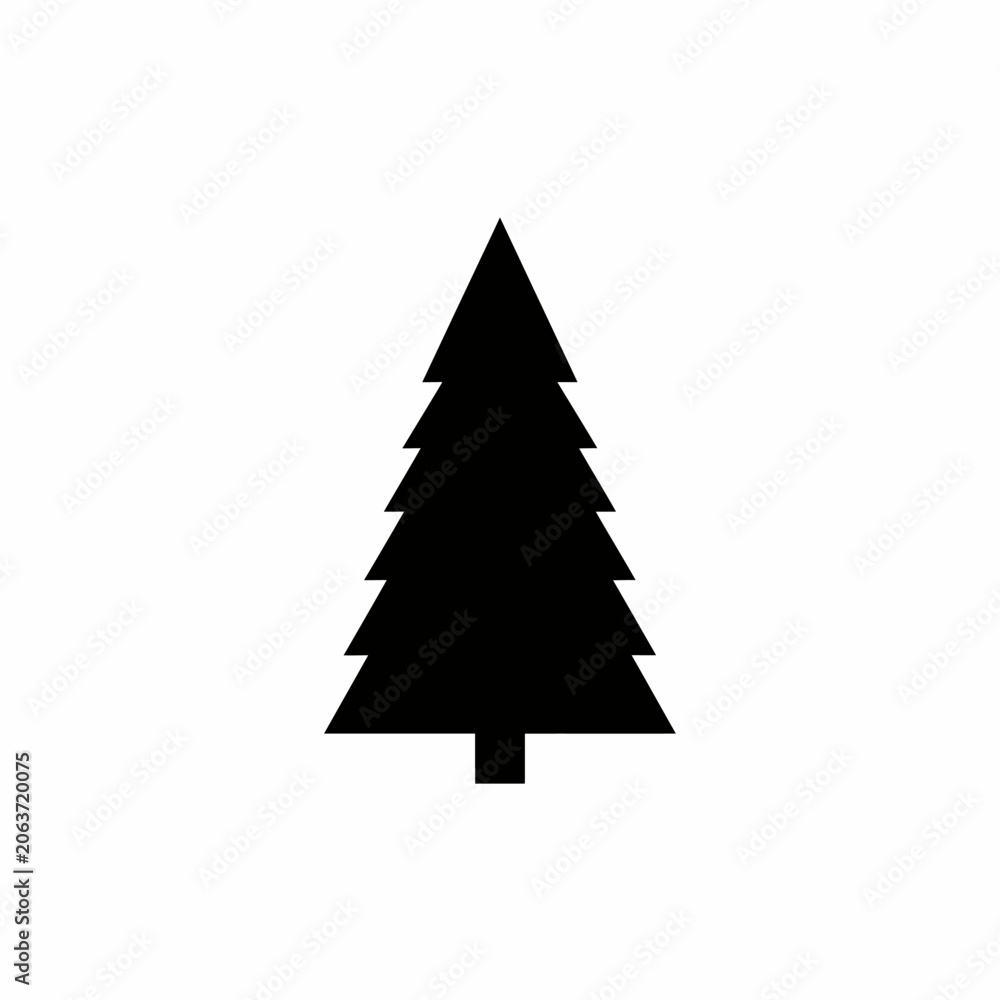 Obraz premium Black silhouette of a pine tree on white background