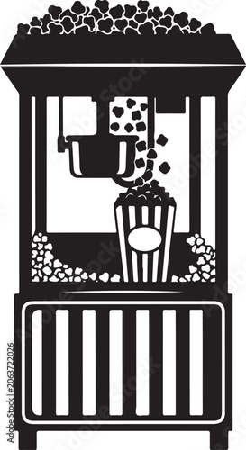 popcorn vendor cart flat design vector illustration, Generative Ai