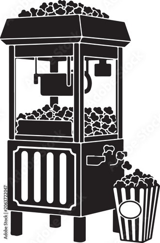 popcorn food cart flat design vector illustration, Generative Ai