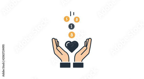 Obraz na płótnie Hands holding heart with money.