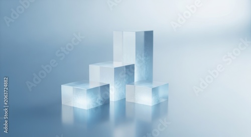 Abstract Translucent Glass Cube Podiums for Product Display