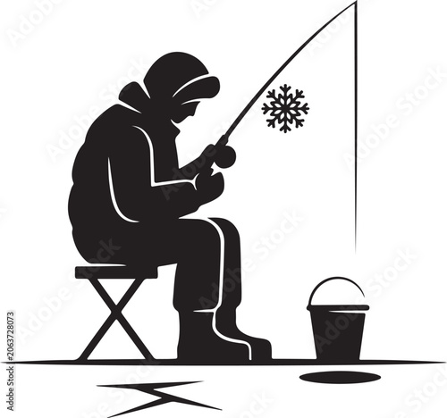 Foto Ice Fishing Winter Outdoor Silhouette Vector
