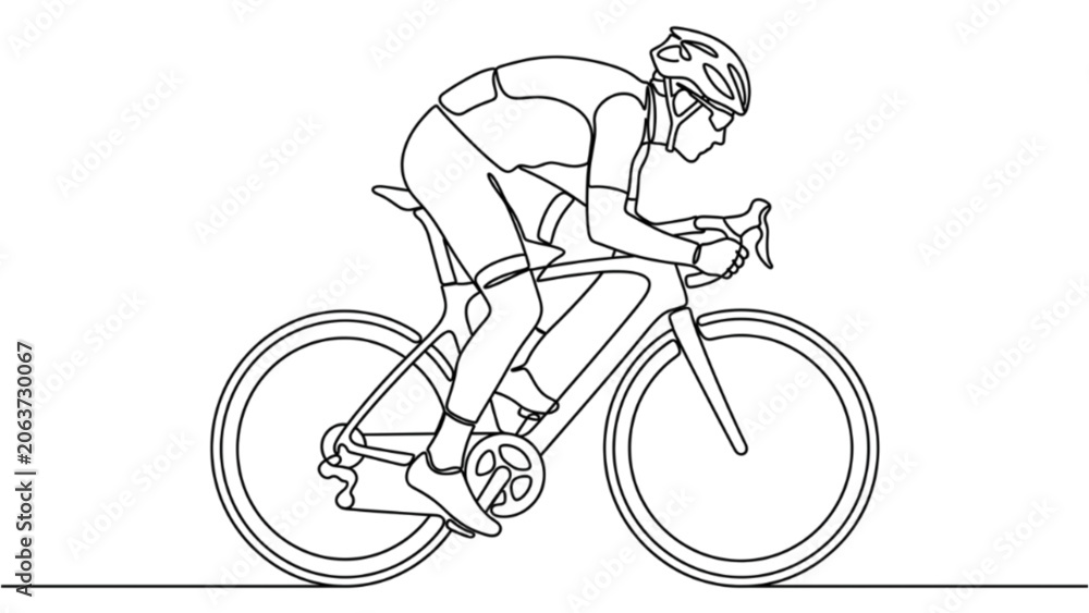 Fototapeta premium Professional Racing Cyclist One Line Vector SVG Illustration