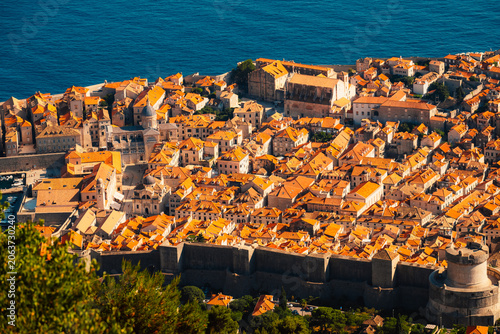 Fotografie Dubrovnik old town and Lokrum island from Mount Srd observation point, Dalmatia, Croatia