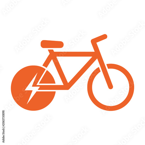 Electric bicycle icon with lightning bolt