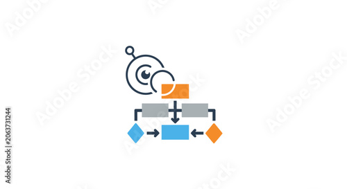 Smart algorithm logic schema, system block diagram auditing symbol