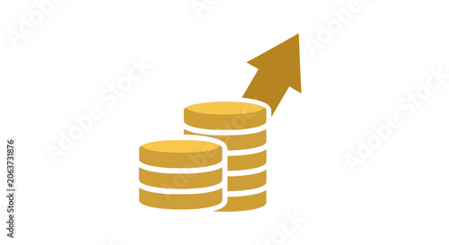 Photos Coins Stack with Growing Arrow Symbol.