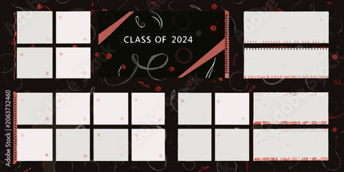 фотографія Yearbook Layout Template With Class Of 2024 Text Vector Illustration