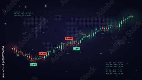 Fotografía Azure analytics forex candlestick financial background with trading chart and ma