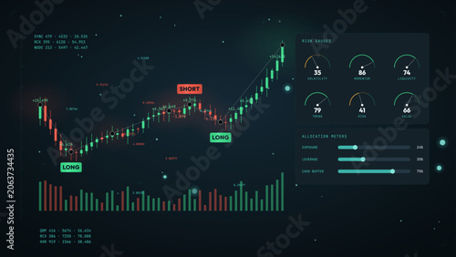 Cyan forex candle gauges financial background with candlestick trading chart and market data modern stock exchange investment vector illustration business finance graph template for presentation