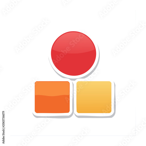Flat design color palette icon with red, orange, and yellow
