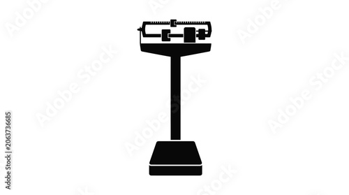 Foto Bathroom scale with platform and counterweight black silhouette