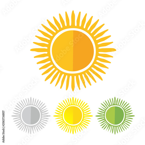 Flat design sun vector icon with rays