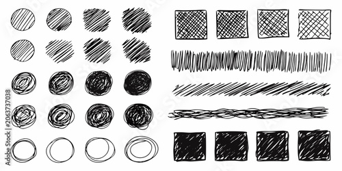 Hand Drawn Scribbles And Sketch Elements On White Background