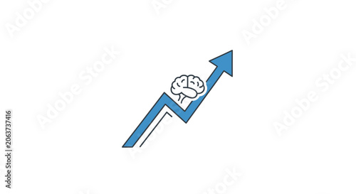 Photos Brain with arrow up symbol growth.