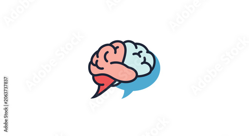 Obraz na plátne Brain with speech bubble cartoon.