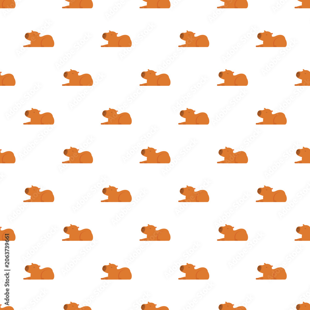 Obraz premium Cute capybara animal repeating pattern on a white background