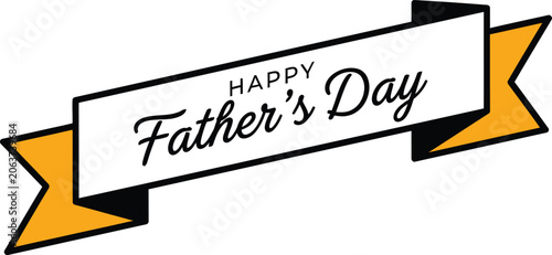 Happy Fathers Day message on a decorative ribbon banner with elegant script lettering ideal for greeting cards social media and promotions