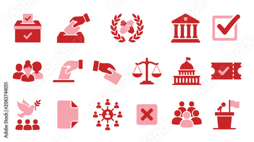 Photos Collection of flat icons representing voting, elections, and democracy concepts