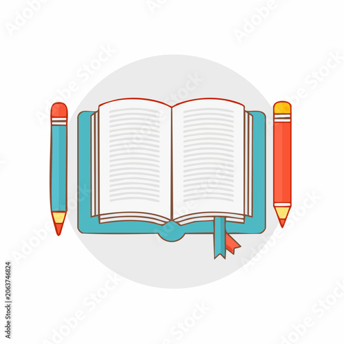 Open Book and Pencils Icon
