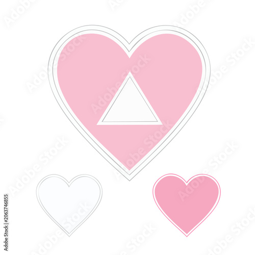 Pink heart with triangle and small hearts illustration