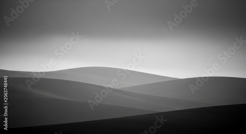 Monochromatic Grey Hills Under a Moody Sky