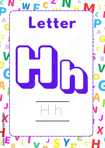 Educational flashcard for kids featuring the letter B with tracing practice and colorful alphabet background for preschool learning