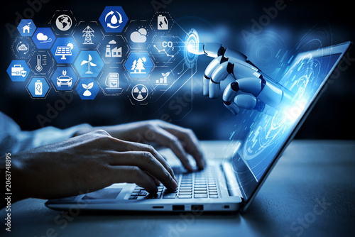 Fotografi AI powered clean energy solutions optimize resource use, predict demand, and transform sustainable energy systems for a pollution-free future