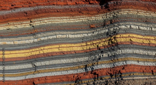Colorful Geological Strata Layers of Earth's Cross-Section