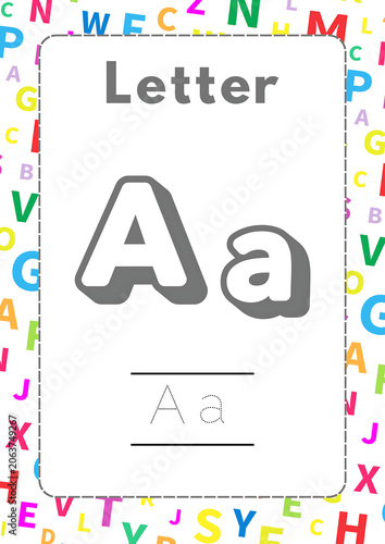 Alphabet Learning Card for Letter A, with Capital and Lowercase A Examples for Early Education and Literacy