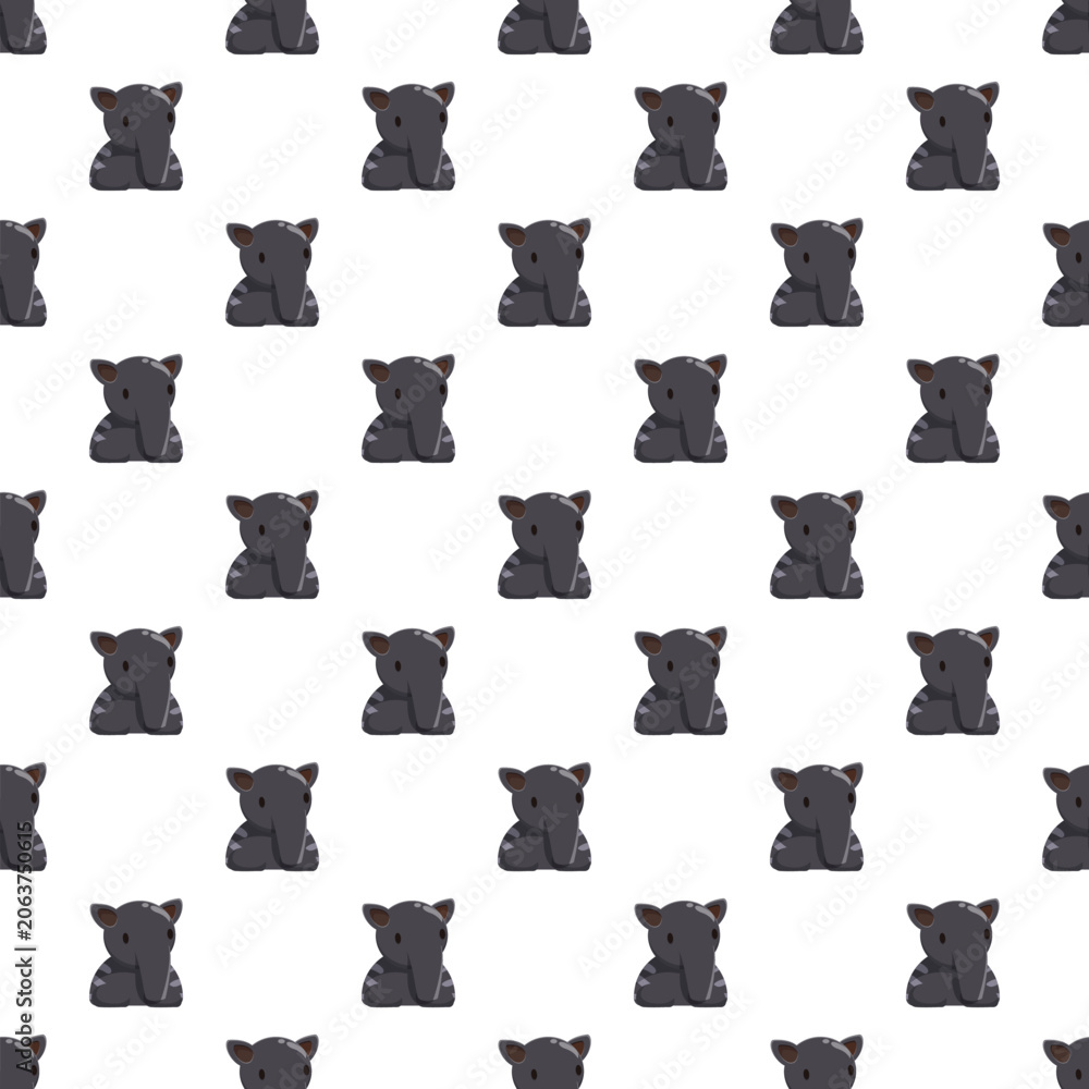 Obraz premium Repeating pattern showing cute baby tapir characters standing on a white background
