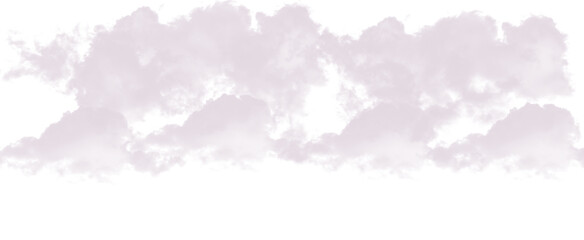 Double layer white cloud frame border isolated on white background. Atmospheric fluffy cloud clusters cutout element for graphic design composition