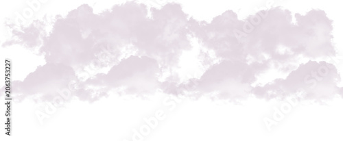 Double layer white cloud frame border isolated on white background. Atmospheric fluffy cloud clusters cutout element for graphic design composition