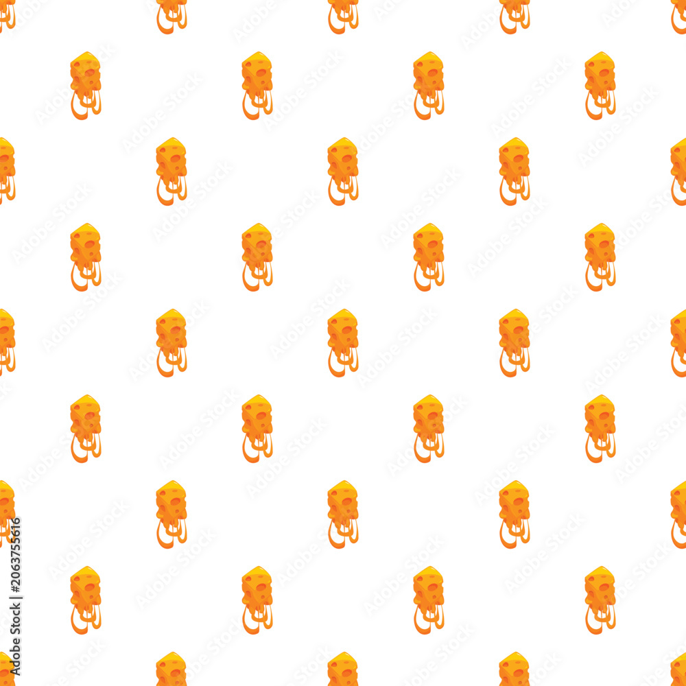 Obraz premium Cartoon cheese block with dripping liquid creating a seamless pattern background