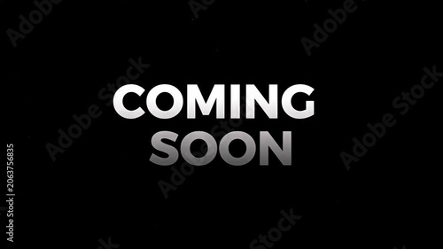 Coming soon text on elegant dark black background for product announcement banner