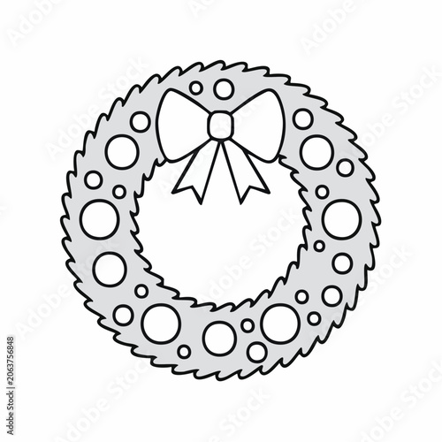 Christmas Wreath with Bow and Ornaments