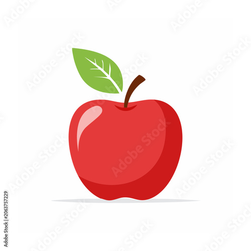Red apple with green leaf isolated on transparent background