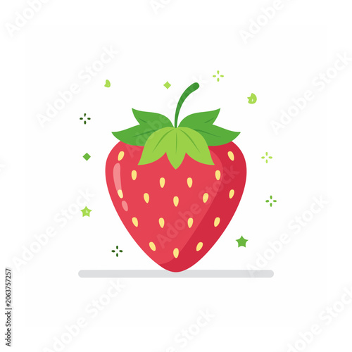 Red heart with green leaf isolated