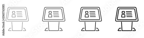 Fotografie Interactive Kiosk Digital Information Touchscreen Terminal Line Art Icon Vector