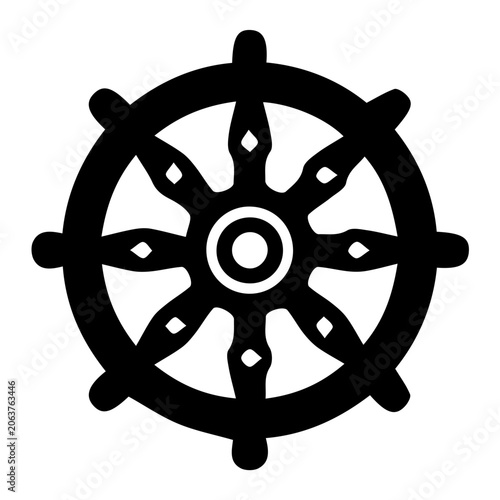 Buddhist Dharma Wheel Dharmachakra solid black icon
