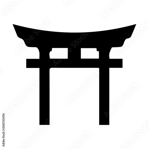 Japanese Shinto Torii gate solid black icon