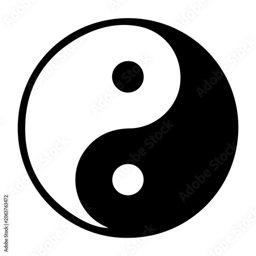 Taoist Yin Yang balance symbol solid black icon