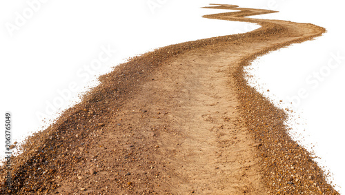 Foto Winding dirt path with gravel edges, isolated on transparent background