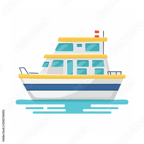 Flat design 3D cruise ship front view