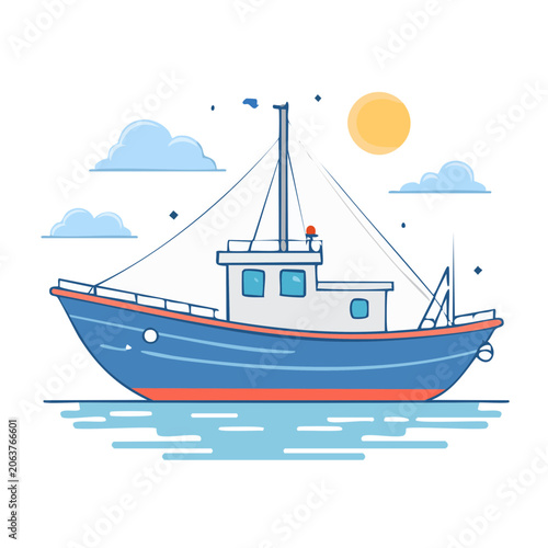 Flat design sailboat on transparent background
