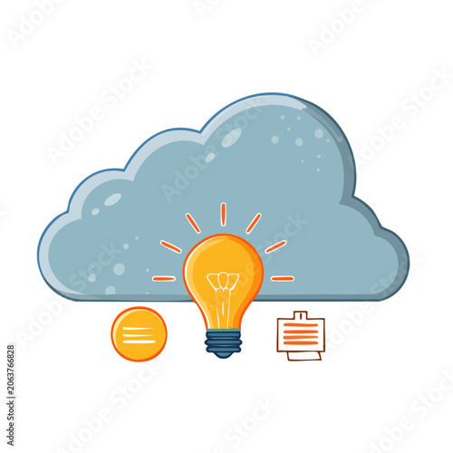 Flat design lightbulb with cloud and idea concept